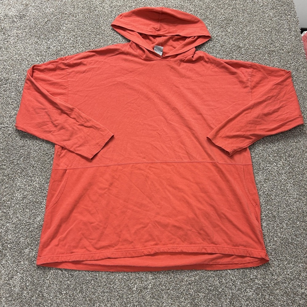 Vintage Chic Plus Shirt Womens One Size Orange Hooded Long Sleeve Tunic Top USA